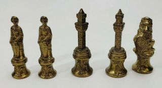 Vintage Italfama Metal Chess 5 Piece Made In Italy