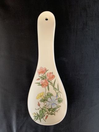 Vintage Treasure Craft Ceramic Spoon Rest Floral Colorful Flowers