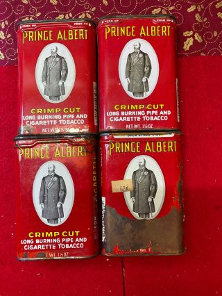 Vintage Prince Albert Crimp Cut Long Burning Pipe And Cigarette Tobacco Tins