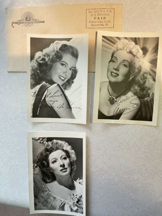 Studio Photo Autograph Movie Stars Gloria Dehaven,  Ann Southern,  Greer Garson