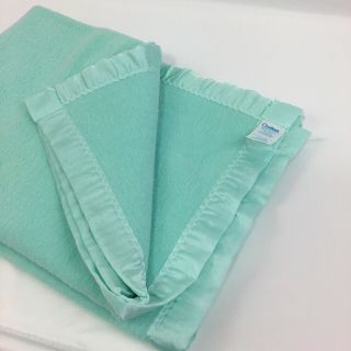 Vintage Carters Green Baby Blanket Satin Trim 100 Cotton 36x50 Usa (read) 6126