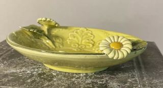 Vintage Embossed Trinket Dish Ceramic Hand Painted Made In Italy Yellow Daisies