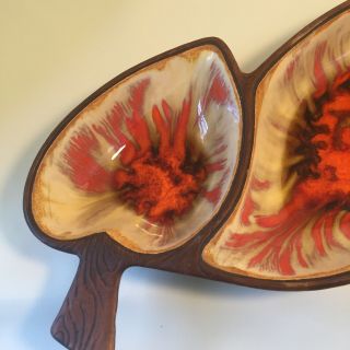Treasure Craft Divide Dish Trinket Snack Leaf Shape Fall Color 375 Ceramic Usa