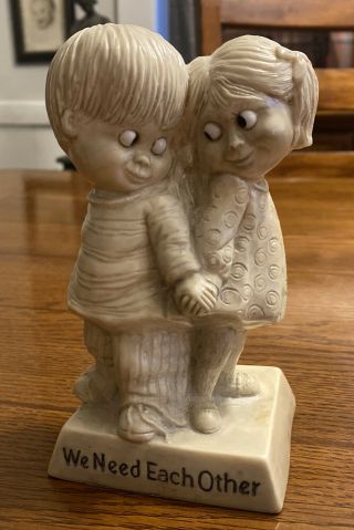 Vintage Russ & Wallace Berrie & Co.  1970 Resin Figurine We Need Each Other