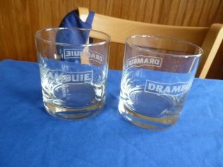 Vintage Drambuie Set Of 2 Etched Scotch Whiskey Glasses