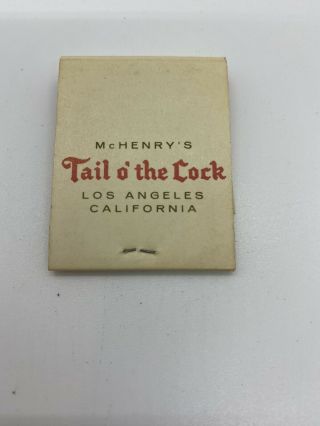 Tail O The Cock Matchbook Vintage Los Angeles Restaurant