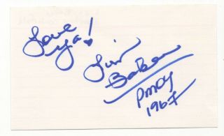 Lisa Baker - Playboy Playmate Of The Year 1967 Autographed 3x5 Card