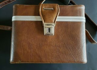 Vintage Brown Camera Bag Hard Case Shoulder Strap