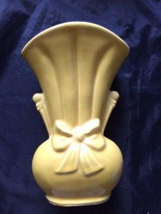 Vintage Yellow Shawnee Vase,  Decorated With Bows