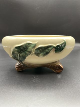 Vintage Royal Copley Footed Ivy Planter,  Cream Color W/green Ivy And Brown Base