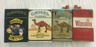 4 Vintage Camel Filters Born To Be Smooth Flip Top & Winston Cigarette Lighters
