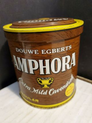 Vintage Douwe Egberts Amphora Regular Extra Mild Cavendish Pipe Tobacco Tin