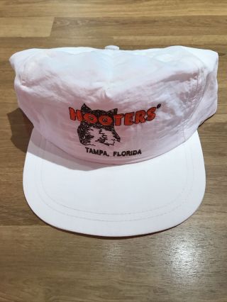 Vintage 90s Hooters Tampa Strap Back Hat Cap With Out Tags White Restaurant