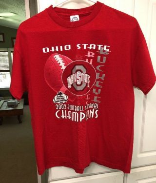 Vintage 2002 Ohio State National Champions Football Shirt Red Youth Xl