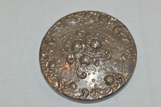 Vintage Gorham Silverplate Round Rose Repousse Purse Compact Mirror 3 " Ep Yc 35