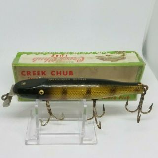 Creek Chub 701 Pikie Minnow Perch W/ Correct Box Glass Eyes Wood Vintage Lure