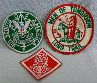 Set Of 3 Vintage Boy Scouts Of America Scoutmaster Patches Long Trail Cub Scouts