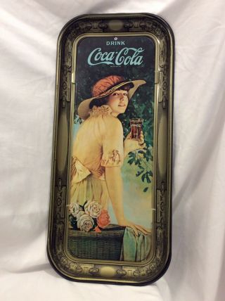 Coca Cola Metal Tray Vintage 1972 - 1916 Ww 1 Girl Elaine In Yellow Dress