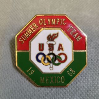 Vintage 1968 Mexico Summer Olympic Pin Gold Plated Usa