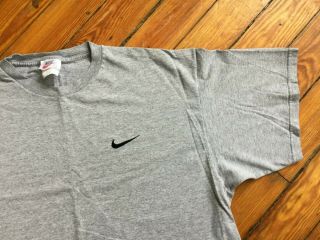Vintage Nike T Shirt Gray White Tag Boxy Loose Fit Men Large Made Usa 90s Solid