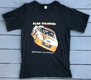 Vintage Nascar T Shirt Alan Kulwicki 1992 Winston Cup Hooters Single Stitch