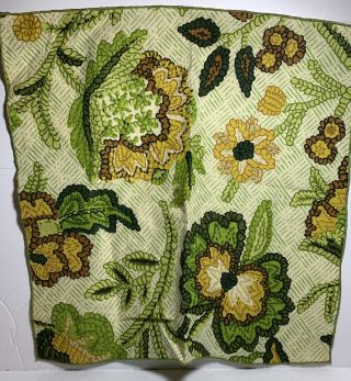 Set Of 4 Vintage Brown Green Orange Yellow Cloth Floral Napkins
