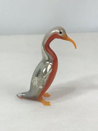 Vintage Blown Mercury Glass German Penguin Figurine Germany 2” Tall Orange Feet