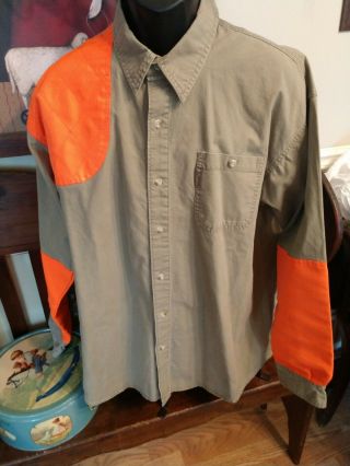 Columbia Long Sleeve Green & Blaze Orange Hunting Shooting Shirt Xl Vintage