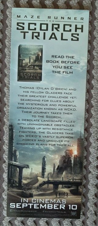 Maze Runner The Scorch Trials Promotional Promotional Doublesided Bookmark