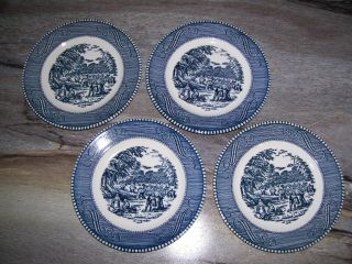 Set Of 4 Vintage Royal China Currier And Ives 6.  5 In.  Dessert Plates.
