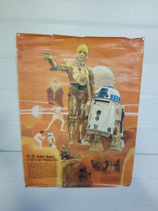 Vintage 1977 Star Wars Coca Cola Burger Chef Advertising Poster - Rd - D2 & C - 3po
