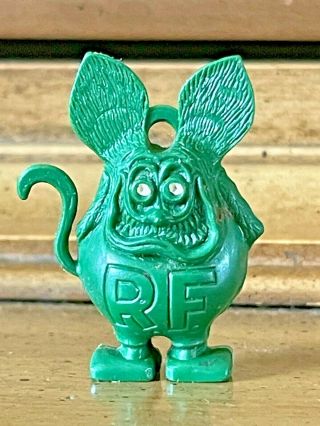 Vintage Rat Fink Rf Green Figure Trinket Toy,  Bubble Gum Machine Charm,  Stands