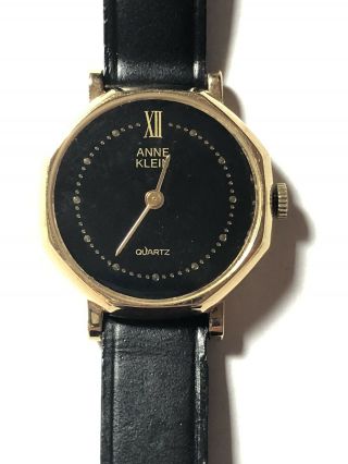 Anne Klein Women’s Watch.  Elegant Vintage Black Dress Watch.