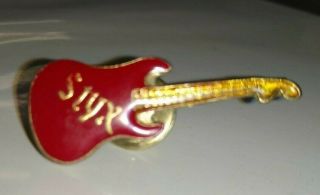 Styx Vintage Guitar Pin 1.  5 " Heavy Metal Hard Rock Button Vtg 80 