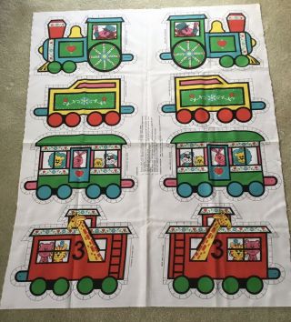 Vintage Children Springs Mills Circus Train Fabric Cut Sew Stuff Panel Pillows
