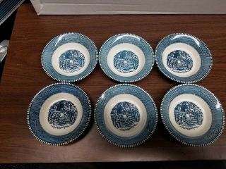 Set Of 6 Currier And Ives 5 5/8 " Fruit Bowls " The Old Farm Gate "