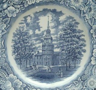 Staffordshire 10 " Plate Liberty Blue Iornstone Independence Hall Made In England