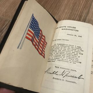 Vtg 1943 Wwii Usa Military Pocket Bible Testament Psalms F.  D.  Roosevelt