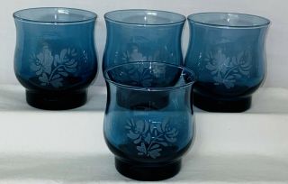 4 Pfaltzgraff Yorktowne Blue & Grey 3 1/2 " - 10 Oz Tumblers/glasses