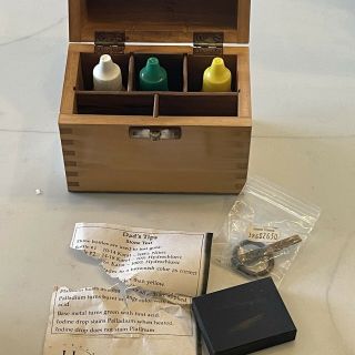 Vintage Gold Testing/tester Kit Scratch Stone Wood Box