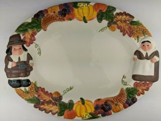 Publix The Pilgrim Pair Collectible Thanksgiving Serving Platter Plate Vintage