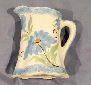 Cash Family Art Pottery Hand Painted Erwin Tenn.  Creamer/ Pitcher Blue Floral.
