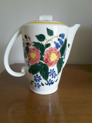 Vernon Kilns Bouquet Coffee Pot Hand Painted By Gale Turnbull California Usa