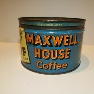 Vintage Maxwell House 1 Pound Coffee Tin Can York Ny W/lid