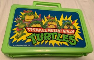 1990 Vintage Teenage Mutant Ninja Turtle Green Plastic Pencil Box