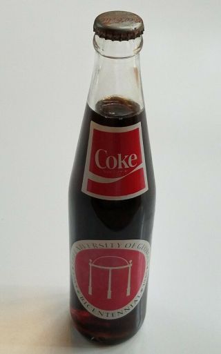 Vintage 1985 Coca - Cola Bottle - The University Of Georgia Bicentennial 1785 - 1985