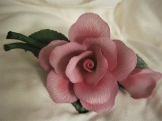 Capodimonte Italy Fabar Porcelain Flower Roses Small Chips On Underside