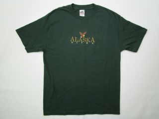 Vintage Alstyle Apparel Mens Large Brown Sitka Alaska Embroidered T Shirt