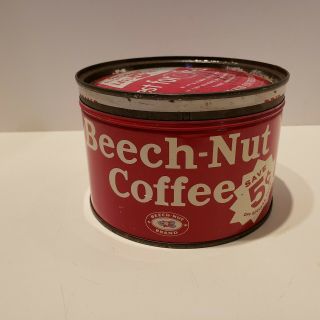 Vintage Beech Nut Coffee Tin Can 1 One Pound Empty W/lid