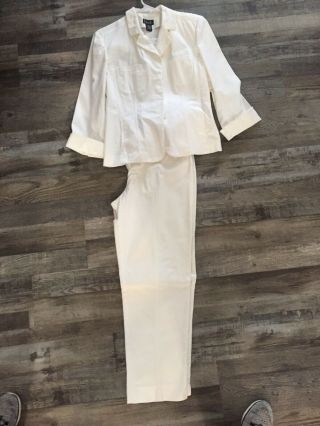Vintage Rafaella Ladies Pant Suit Ivory Cream Size 8 Euc